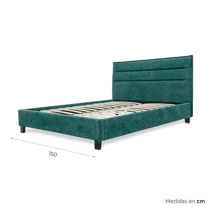 Cama Queen Tela Esmeralda Kram | Camas | recamaras